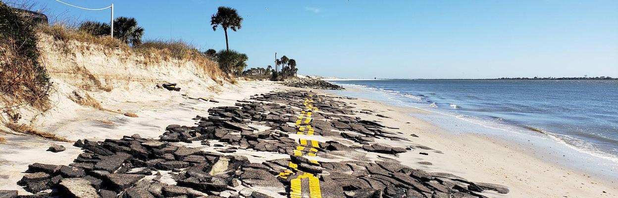 The road around Huguenot Memorial Park was destroyed by Hurricane Irma from the rising water levels of the ocean and St. Johns River