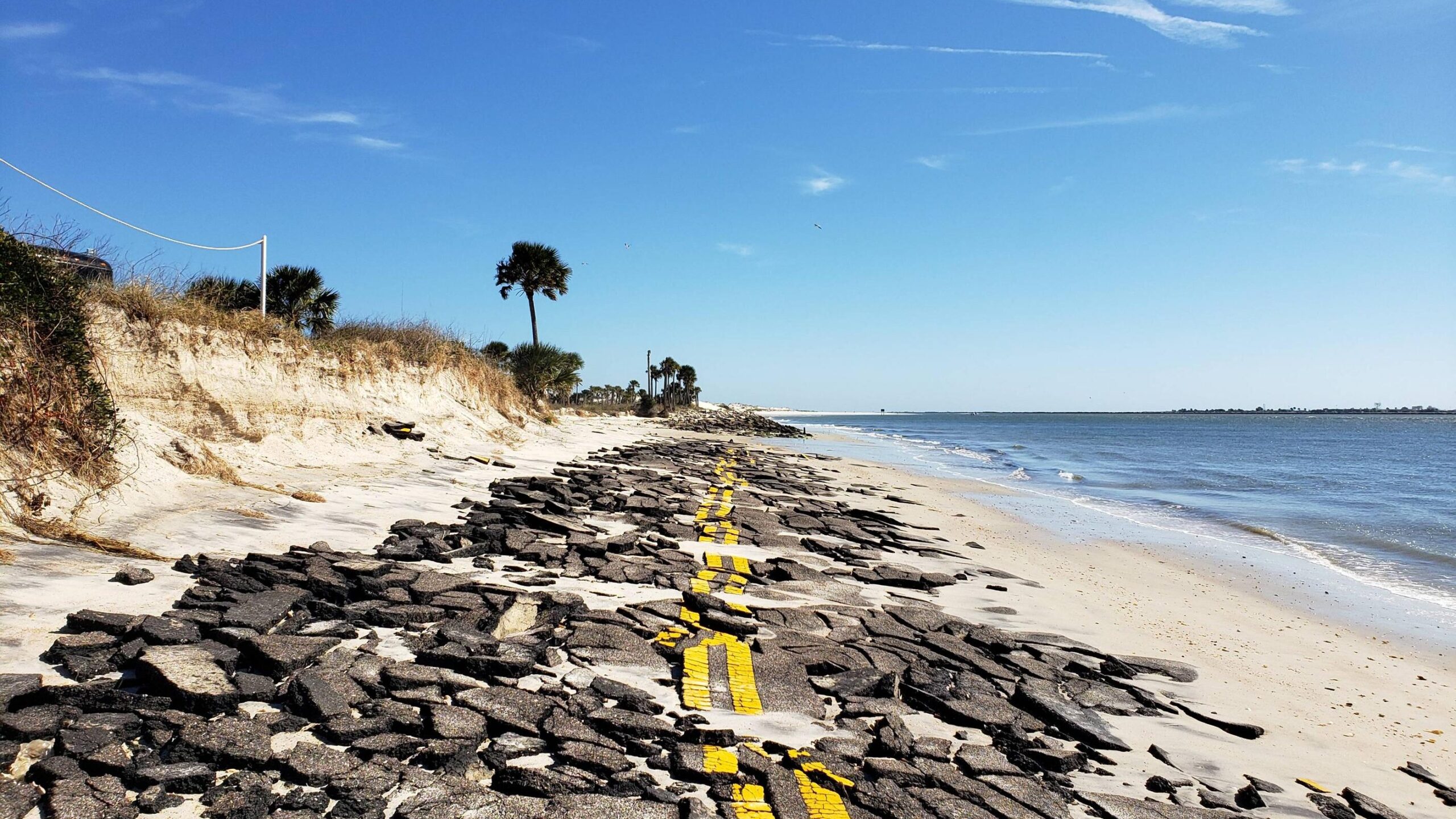 The road around Huguenot Memorial Park was destroyed by Hurricane Irma from the rising water levels of the ocean and St. Johns River