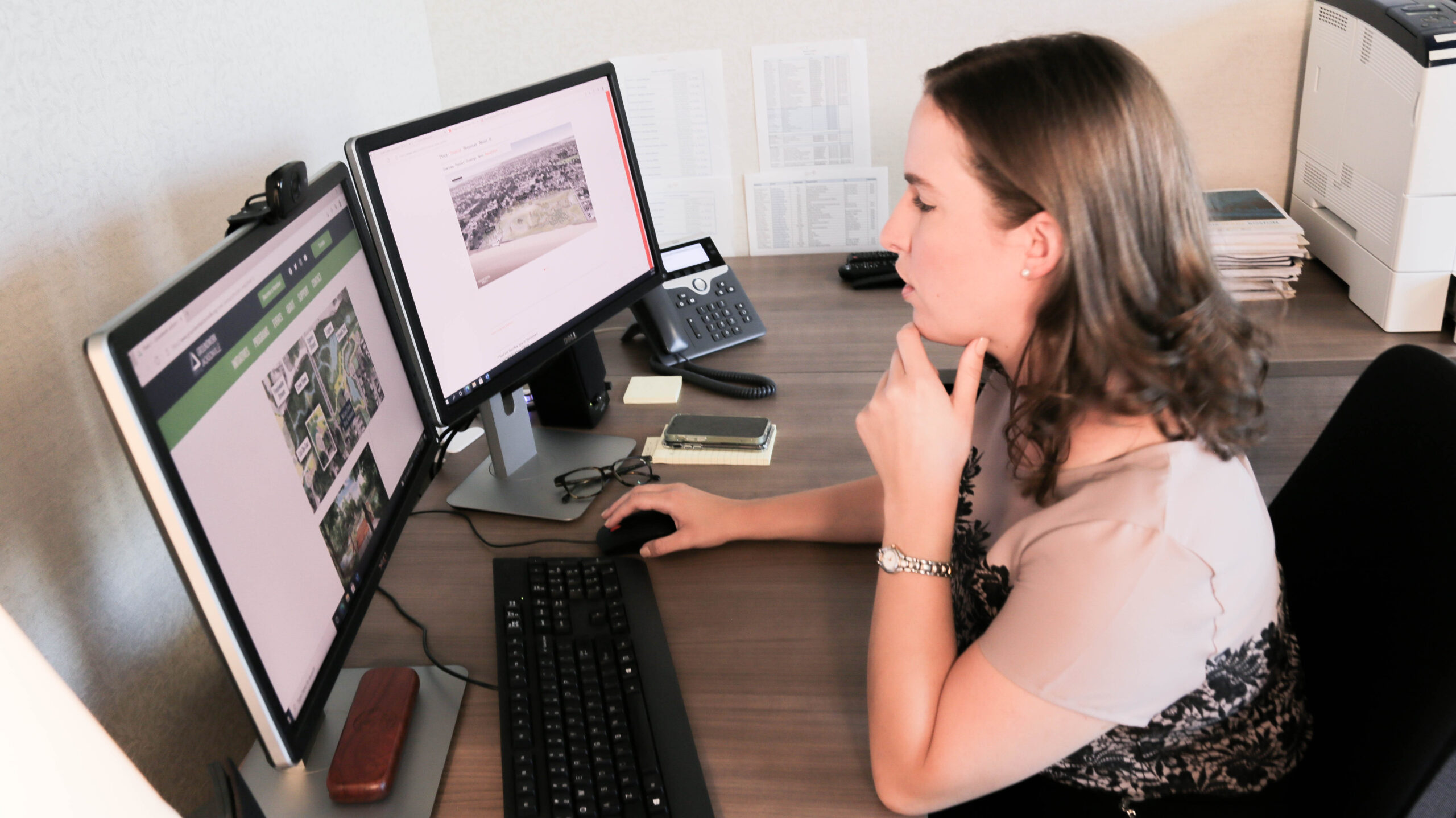 Jacksonville's chief resilience officer, Anne Coglianese, works at her desk.