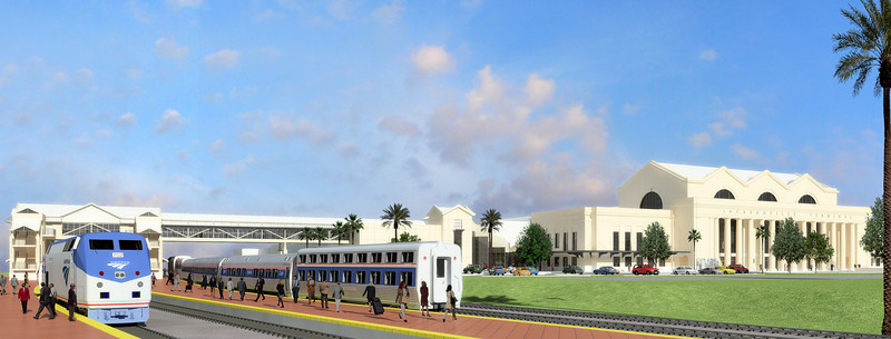 A rendering of JTA's plans to bring passenger rail back to Downtown