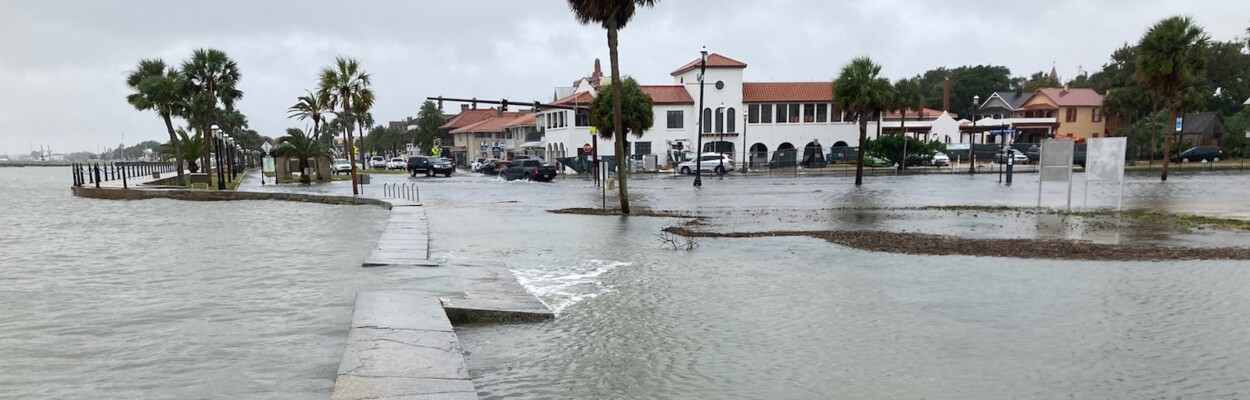 Flooding at the Castillo de San Marco's parking lot in St. Augustine.