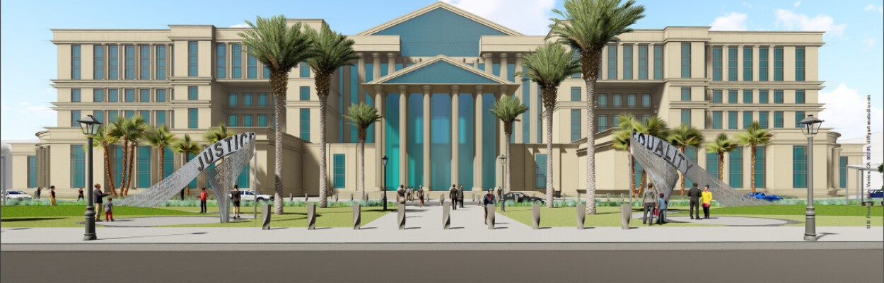 Rendering of Courthouse lawn 1