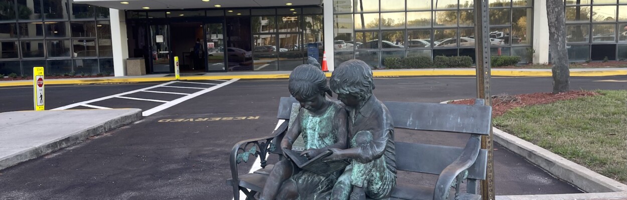 A statue in front of the Duval County Public Schools headquarters. | Claire Heddles, Jacksonville Today