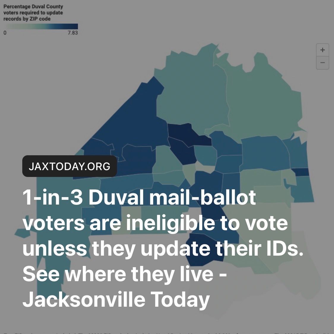 Featured image for “1-in-3 Duval mail-ballot voters are ineligible to vote unless they update their IDs. See where they live”