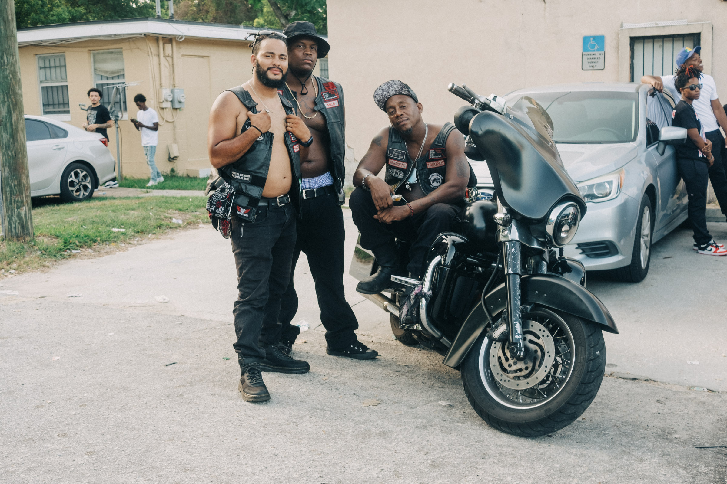 Problems, Melo and Trouble, three members of the Wicked Rydaz Motorcycle Club