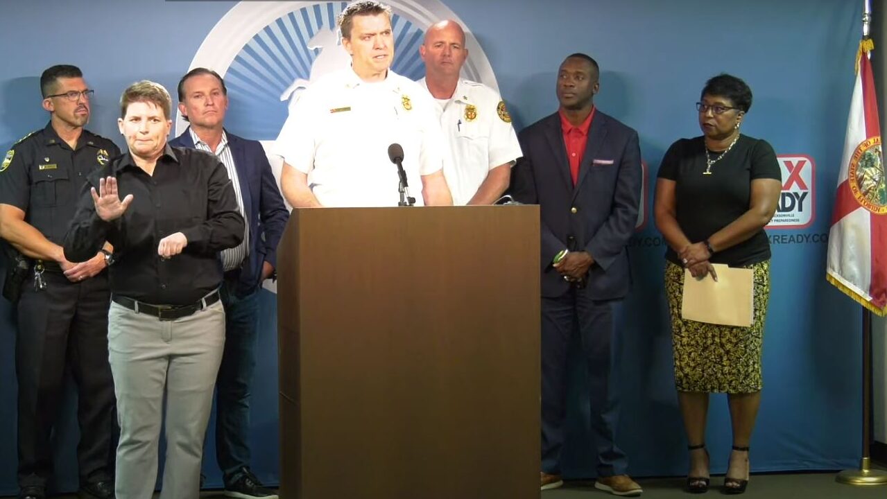 Jacksonville's former chief of emergency preparedness, Todd Smith, speaks at a news conference. | City of Jacksonville