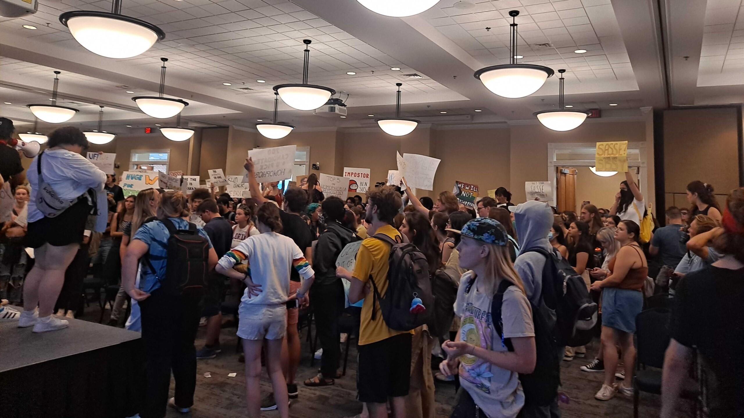 Featured image for “Protesters disrupt first visit for UF’s recommended president”