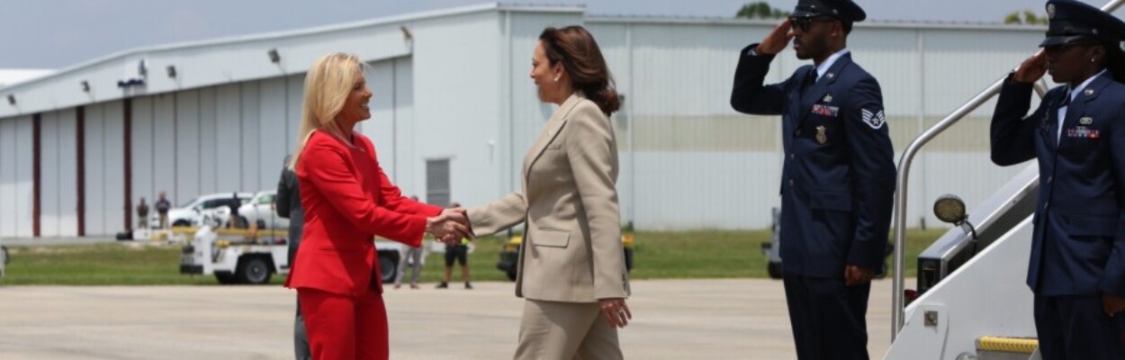 Mayor Donna Deegan welcomes Vice President Kamala Harris to Jacksonville on July 21, 2023. | Claire Heddles, Jacksonville Today