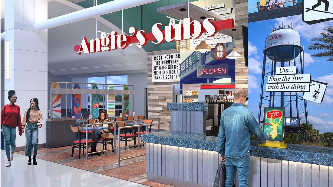 An illustration shows the Angie's Subs planned inside Jacksonville International Airport in early 2024.