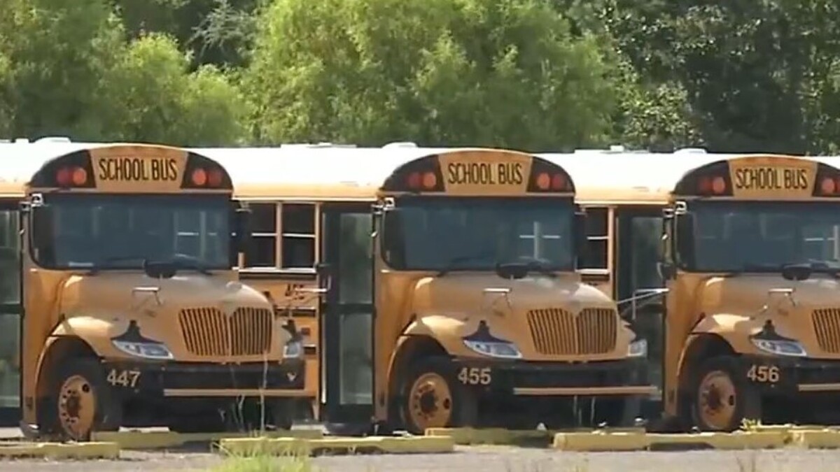 School buses are lined for the start of school in Duval County Public Schools.
