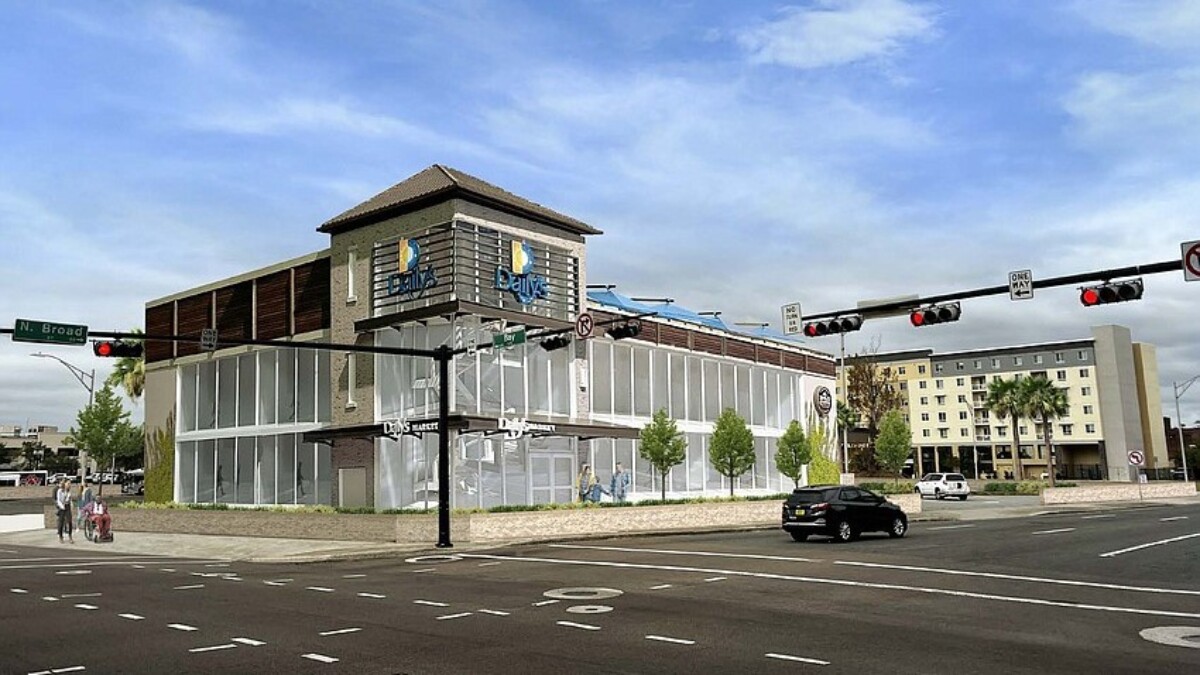 An illustration of the LaVilla Daily's as seen from Bay and Broad streets.