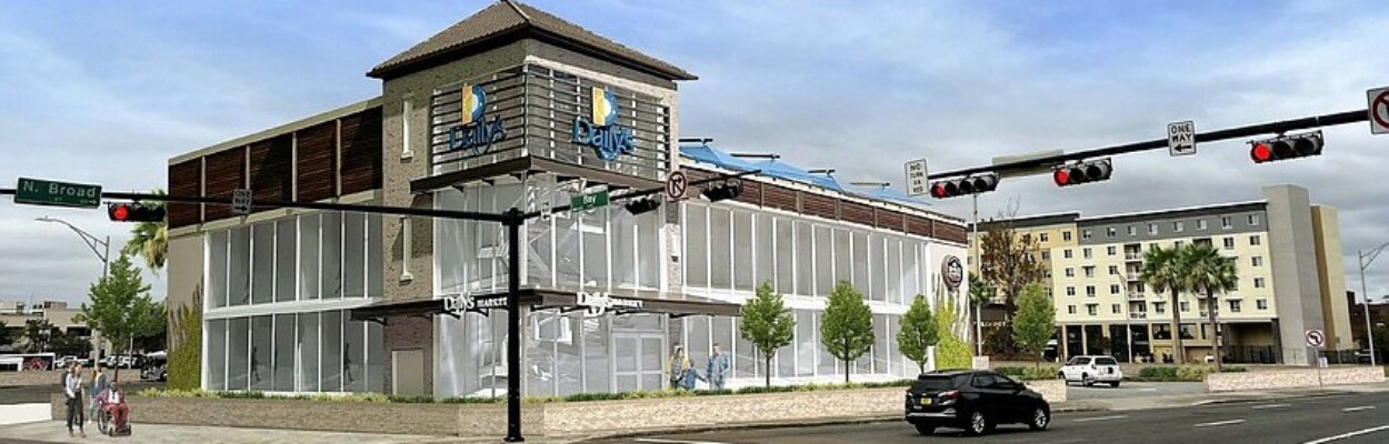 An illustration of the LaVilla Daily's as seen from Bay and Broad streets.