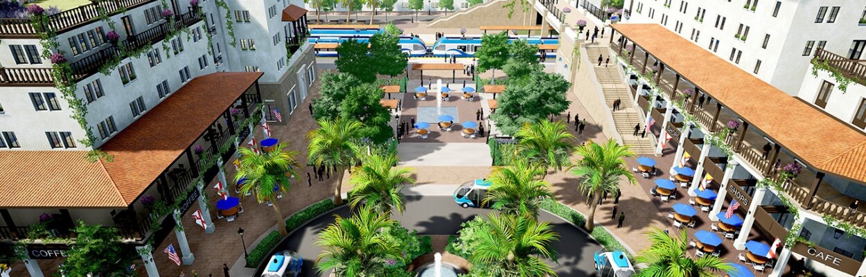 This illustration shows a commuter rail station in the West King Neighborhood of St. Augustine.