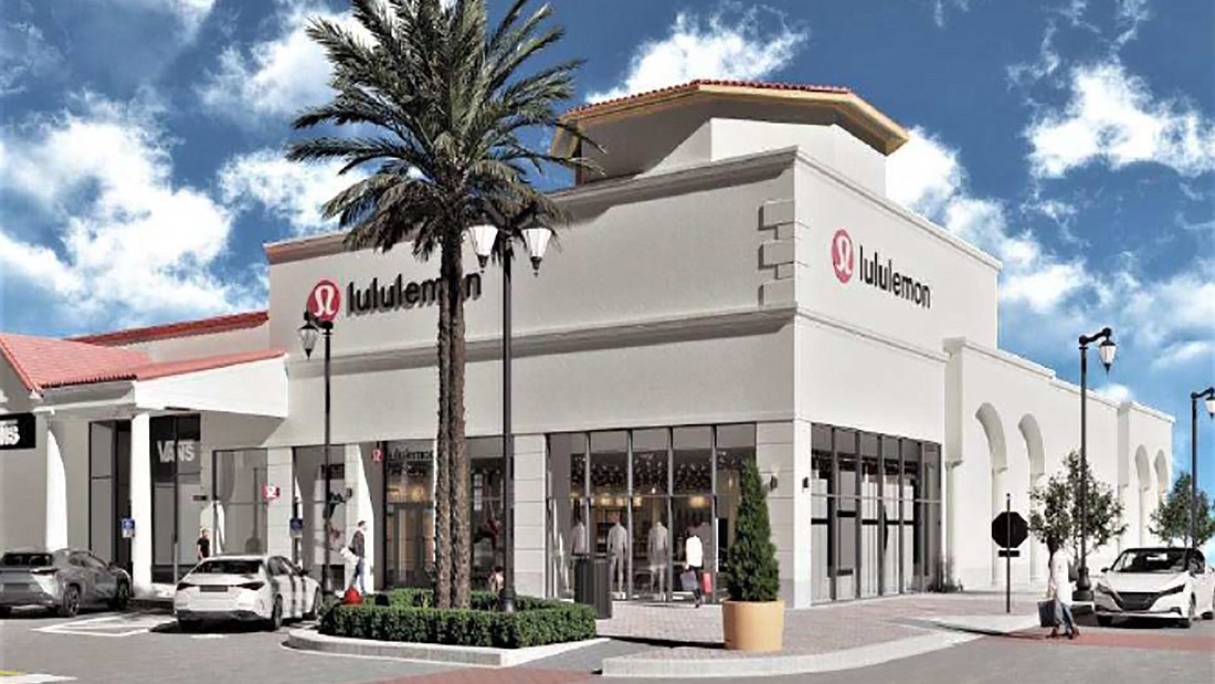 An illustration shows the relocated Lululemon store at St. Johns Town Center.
