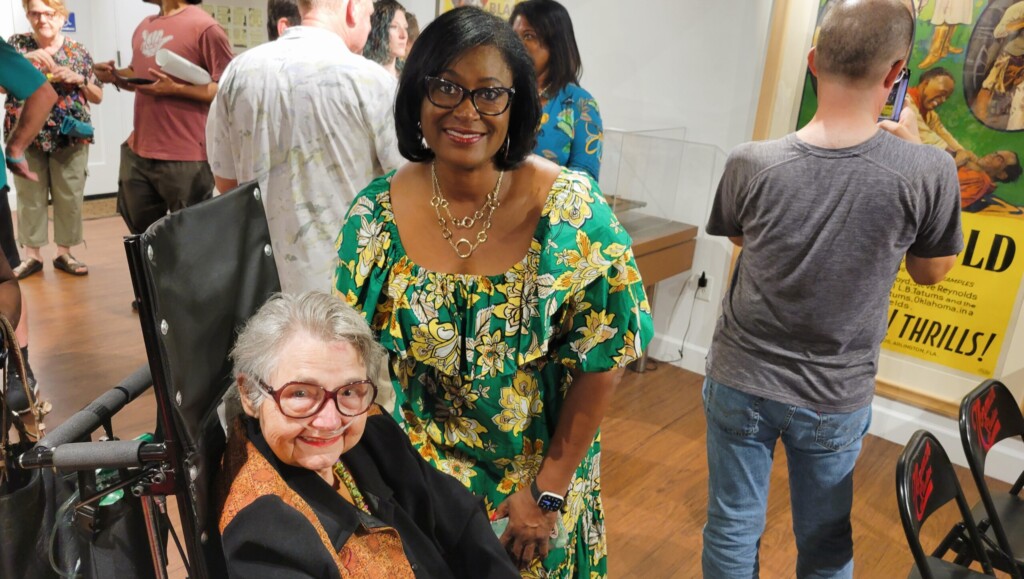 Rita Reagan, left, attended the grand opening of the Norman Studios museum on Aug. 19, 2023. She is shown with Property Appraiser and former Arlington City Councilwoman Joyce Morgan.