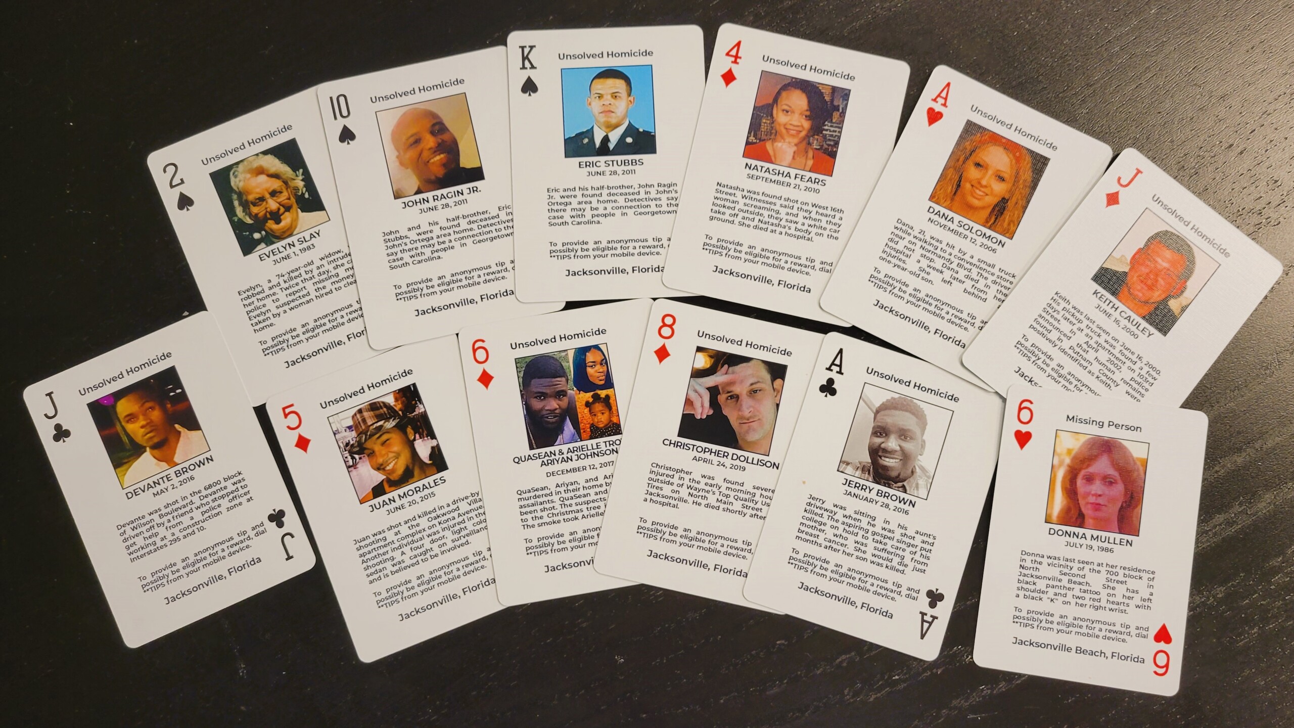 Project: Cold Case's second set of playing cards shows the victims of unsolved homicides from around Florida.