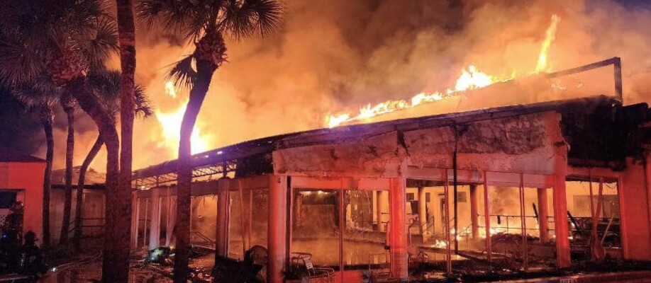A fire destroyed part of the Atlantic Beach & Tennis Club early Tuesday. Sept. 26, 2023.