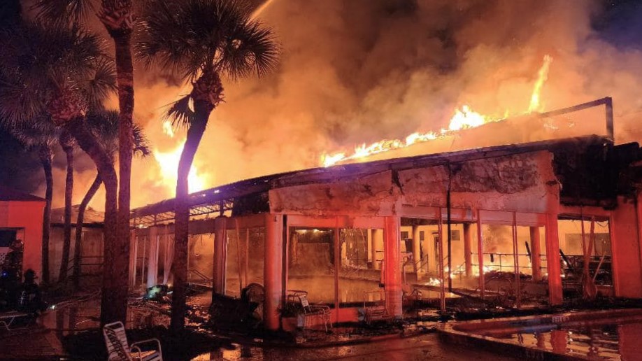 A fire destroyed part of the Atlantic Beach & Tennis Club early Tuesday. Sept. 26, 2023.