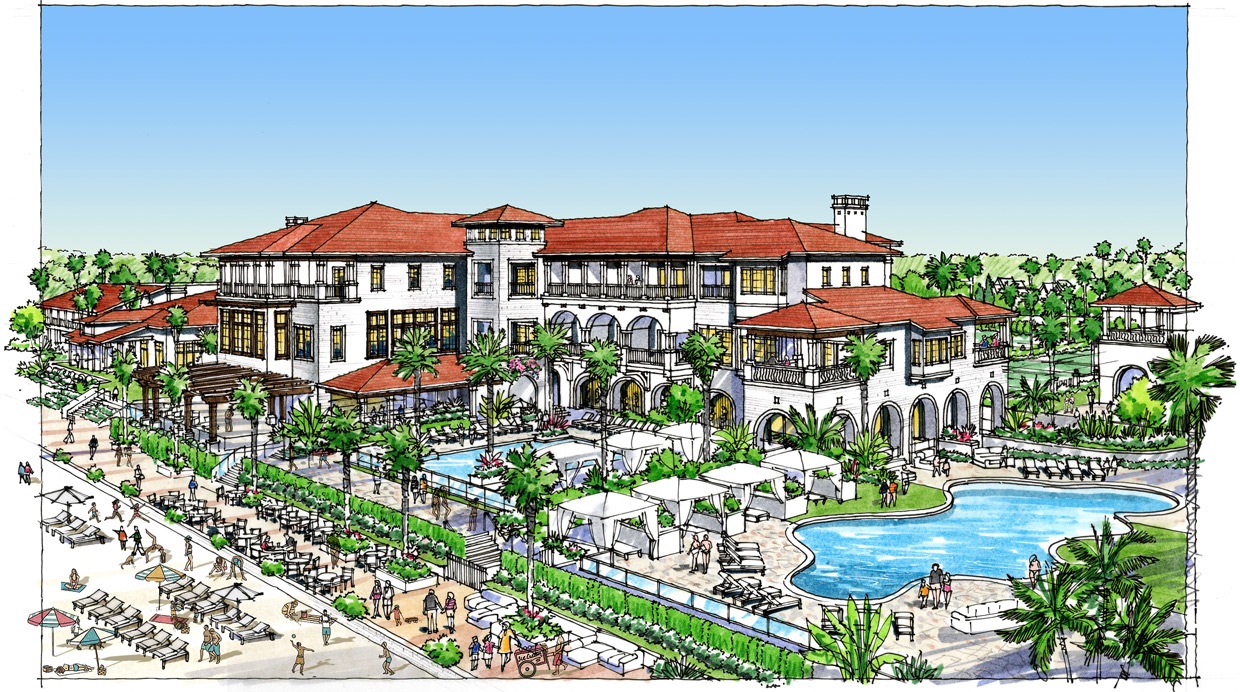 An illustration shows the proposed new Surf Club at the Ponte Vedra Inn & Club.