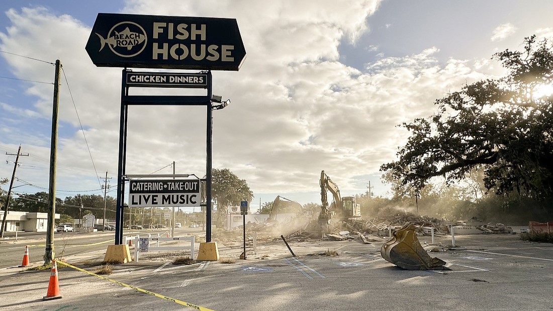 The former Beach Road Chicken Dinners building at 4132 Atlantic Blvd. is demolished Wednesday, Oct. 25, 2023 | Karen Brune Mathis, Jacksonville Daily Record