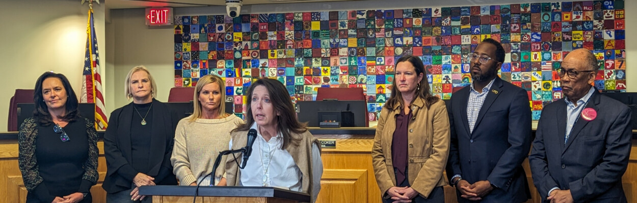 Duval County School Board Chair Kelly Coker discusses the board's decision to suspend its superintendent search on Wednesday, Oct. 18, 2023. | Will Brown, Jacksonville Today