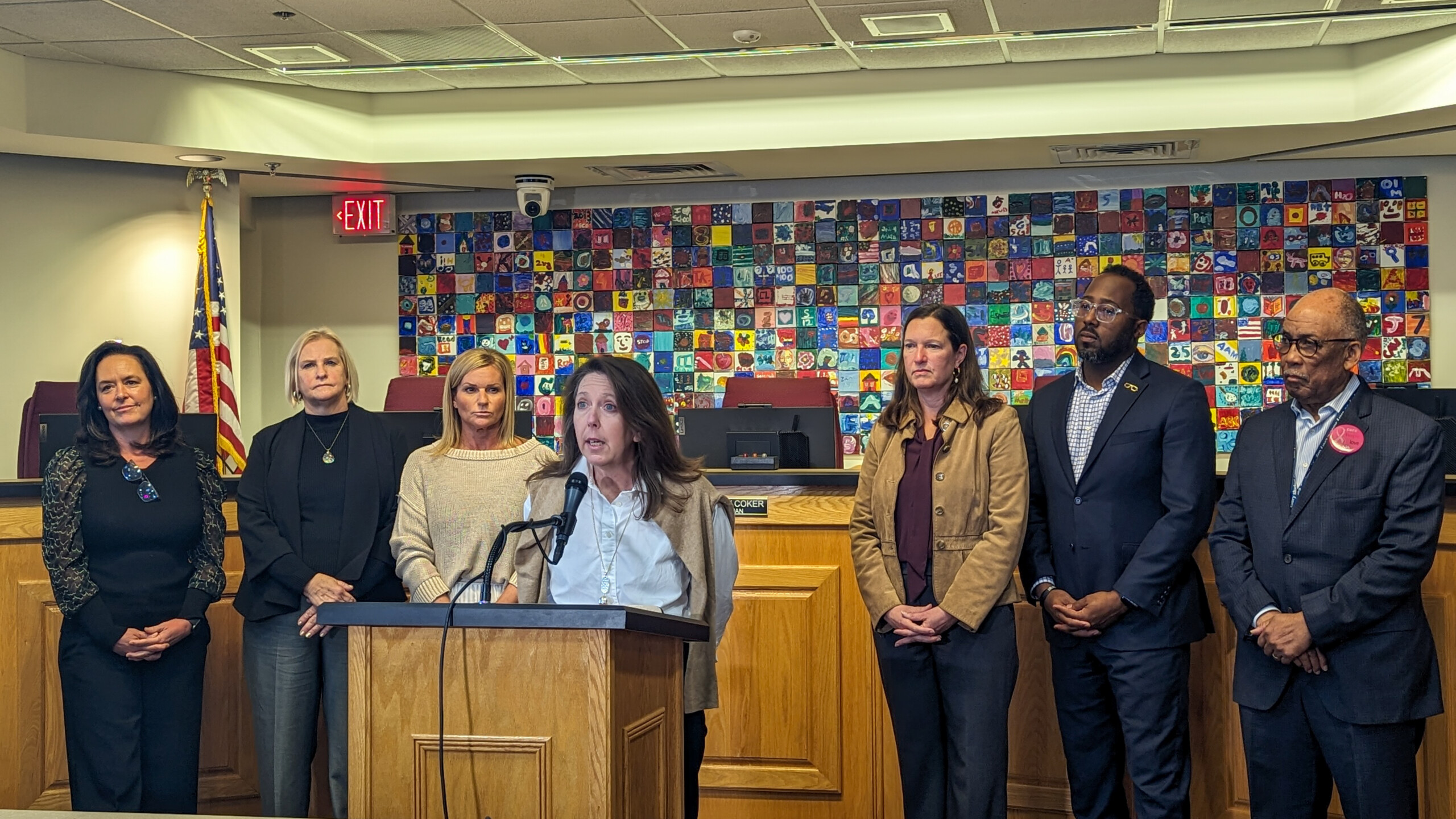 Duval County School Board Chair Kelly Coker discusses the board's decision to suspend its superintendent search on Wednesday, Oct. 18, 2023. | Will Brown, Jacksonville Today