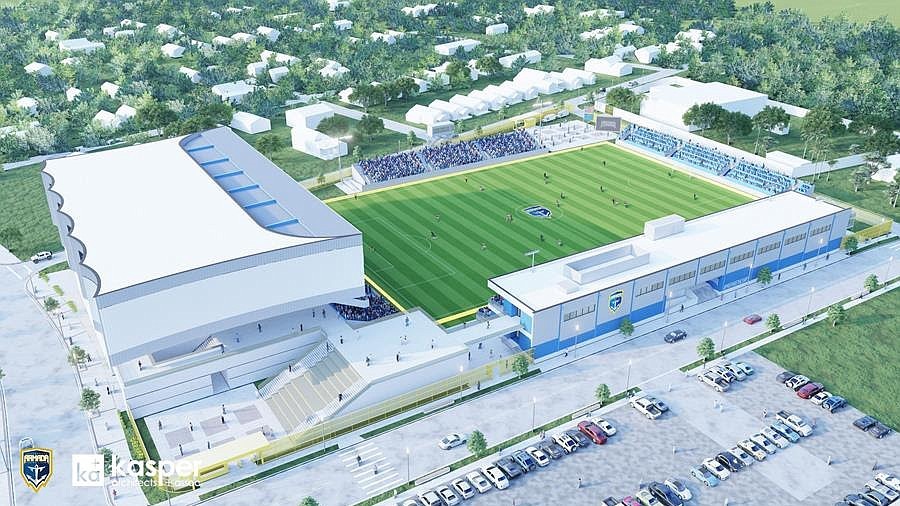 An illustration show the Jacksonville Armada soccer stadium planned in Downtown Jacksonville.