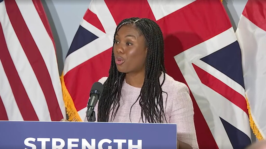 Britain's trade secretary, Kemi Badenoch, speaks at Jaxport's cruise terminal. | News4Jax