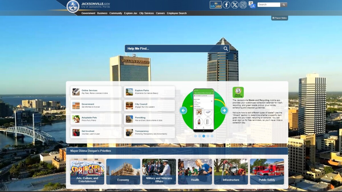 This is the city of Jacksonville's new website, at jacksonville.gov. | City of Jacksonville