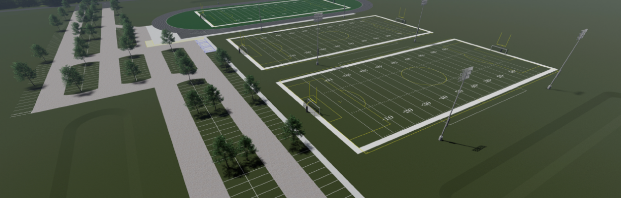 The first phase of the St. Johns County Police Athletic League's new athletic complex in Elkton will include three football fields, one encircled by a running track. | St. Johns PAL