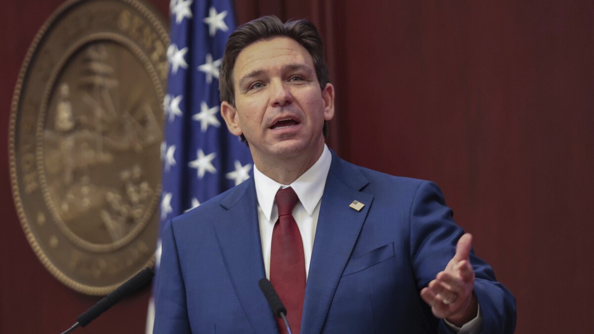 Florida Gov. Ron DeSantis gives his State of the State address during a joint session of the Senate and House of Representatives in Tallahassee on Tuesday, Jan. 9, 2024. | Gary McCullough, AP