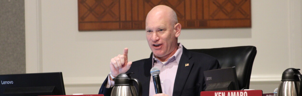 Jacksonville City Council member Nick Howland sits on the dais at a meeting. He raised questions about a cash payment for a Publix in Downtown Jacksonville.