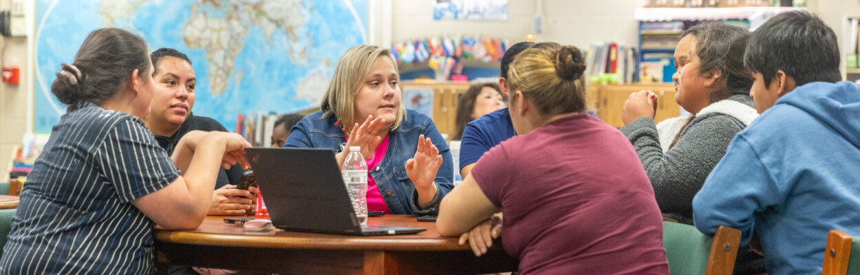 Englewood Elementary Principal Hope Tepper speaks with parents during a working group meeting Tuesday, Jan. 16, 2024, inside the media center at Spring Park Elementary. | Will Brown, Jacksonville Today