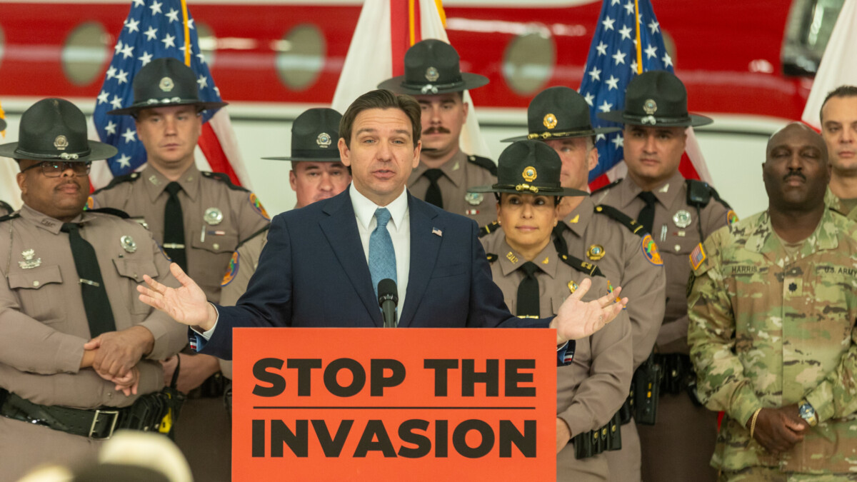 Gov. Ron DeSantis announces the Florida State Guard will be deployed to the U,S, border with Mexico during an appearance in Jacksonville on Feb. 1, 2024. | Will Brown, Jacksonville Today