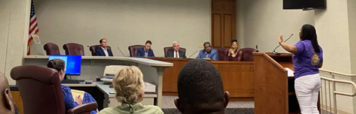 Temisha Hill, president of Unified Community Investors, gives her opinion on Tuesday, Feb. 27, 2024, about a planned resolution to condemn historic redlining. She described deeper problems she says permeate her community due to generational housing discrimination. | The Tributary
