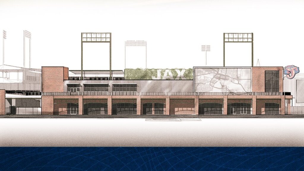 The Jacksonville Jumbo Shrimp are looking to build a new multi-level building in right field. The outside of the new building will be home to a new team store which will be accessible from Georgia Street. l Jacksonville Jumbo Shrimp.