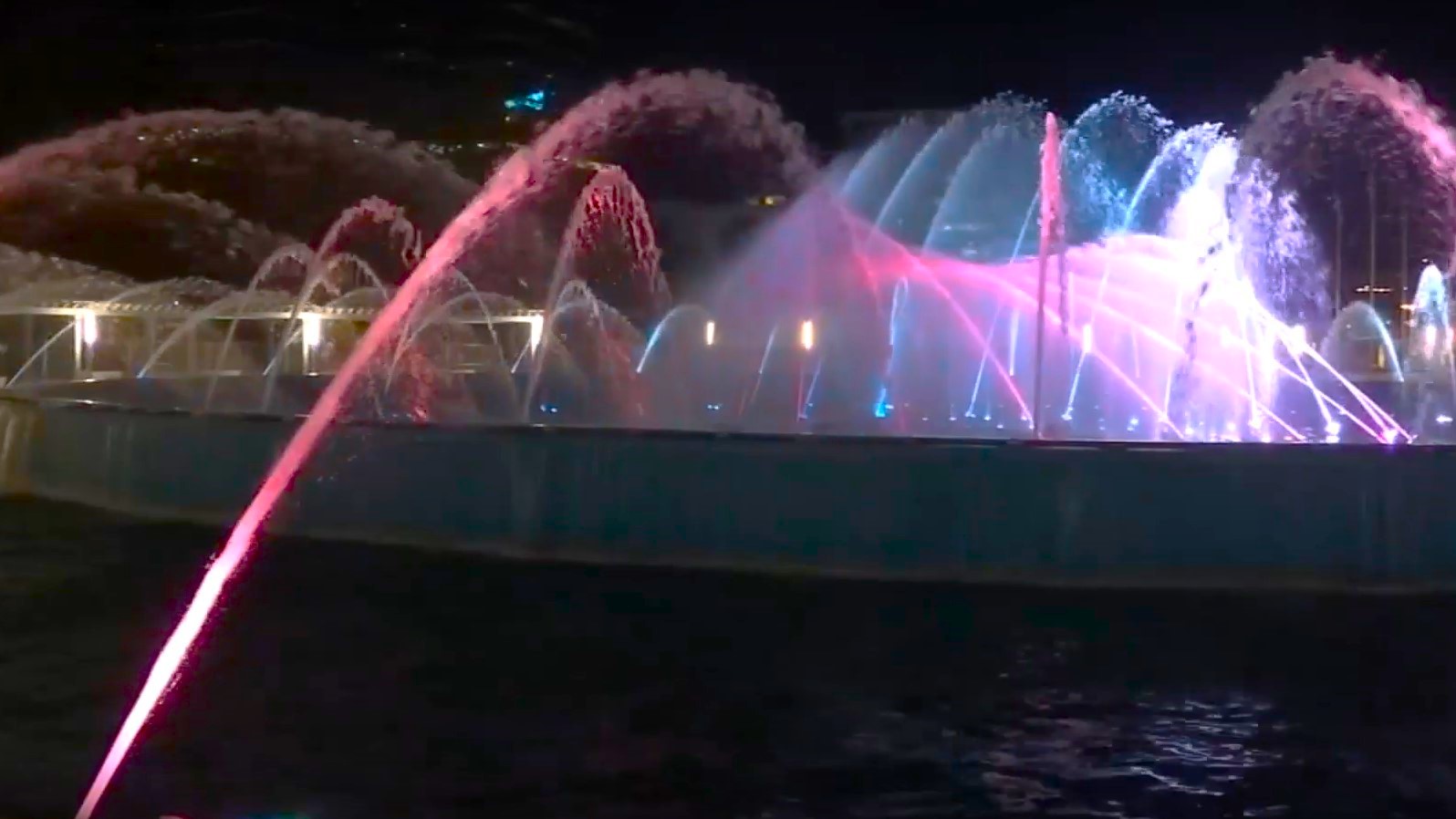 City crews conducted a test run on Thursday, Feb. 1, 2024, of Friendship Fountain's new synchronized water, light and music program. | News4Jax