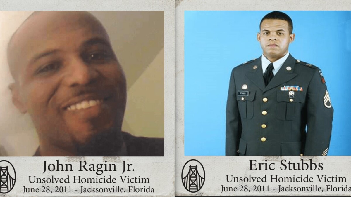 These are Project: Cold Case posters for step-brothers John Franklin Ragin Jr. , left, and Eric Dwayne Stubbs. They were found dead in a home in 2011. | Project Cold Case