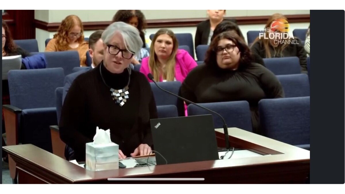 Patti Peeples tells her story to the Senate Criminal Justice Committee on Feb 6, 2024, at the Florida Capitol. | The Florida Channel