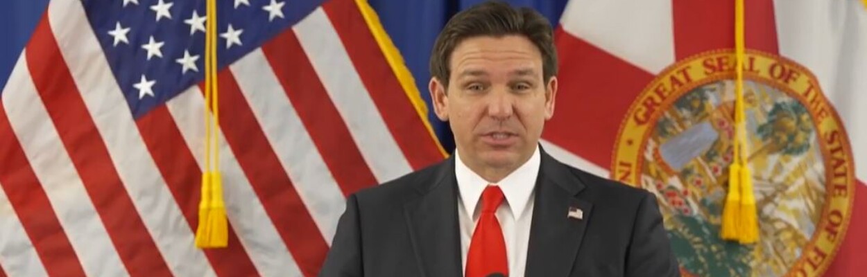 Gov. Ron DeSantis proposes stiffer penalities for retail theft and porch piracy during a news conference Tuesday, Feb. 13, 2024, in Cape Coral.