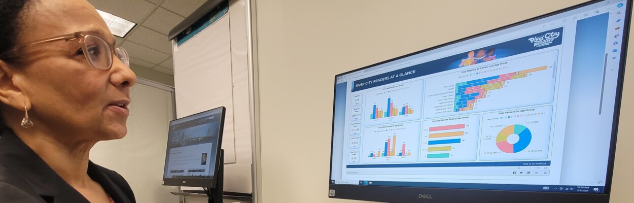 Wanyonyi Kendrick, chief information officer for the city of Jacksonville, describes the features of the city's new Transparency Dashboards. | Casmira Harrison, Jacksonville Today