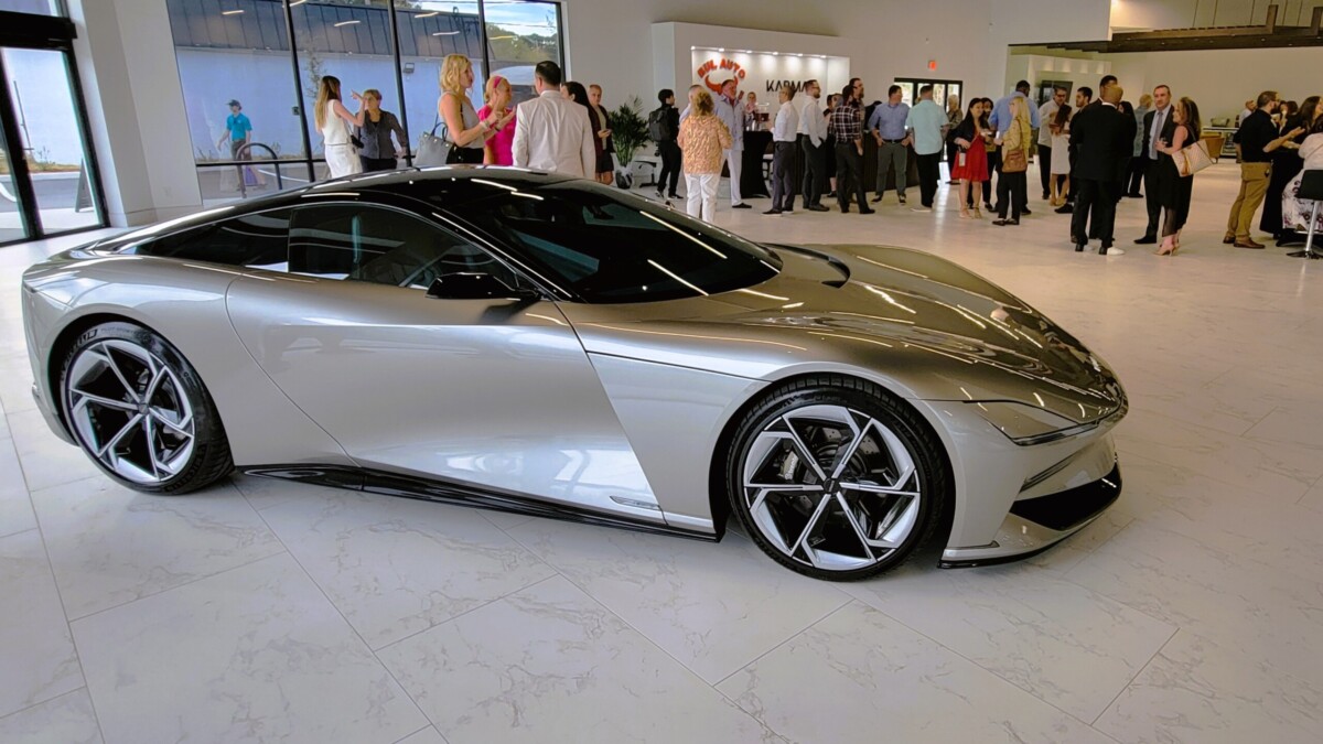 The new Karma electric Kaveya sports coupe concept was part of the grand opening of Jacksonville's new Karma dealership on Beach Boulevard. | Dan Scanlan, WJCT News 89.9