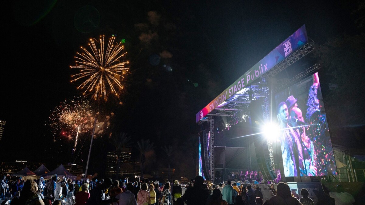 Fireworks explode during a recent Jacksonville Jazz Festival. | Jacksonville Jazz Festival