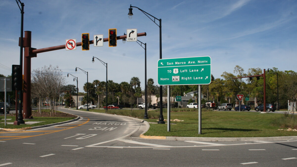 One of St. Augustine’s busiest intersections, the modified traffic circle at San Marco Avenue and May Street is going to get spruced up with an art installation. | Noah Hertz, Jacksonville Today