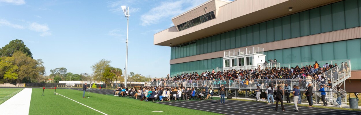 The Jaguars Foundation, Dick’s Sporting Goods Foundation, Carlton Construction and LISC Jacksonville combined to convert the infield of KIPP Jacksonville Public Schools into a football field and track that might become a community beacon. | Will Brown, Jacksonville Today