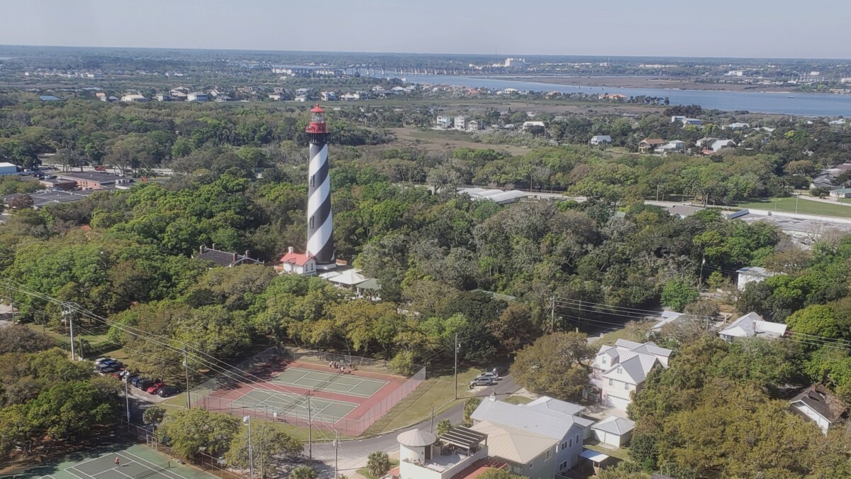 St. Augustine, including the iconic St. Augustine Lighthouse, as seen from the air. | Noah Hertz, Jacksonville Today
