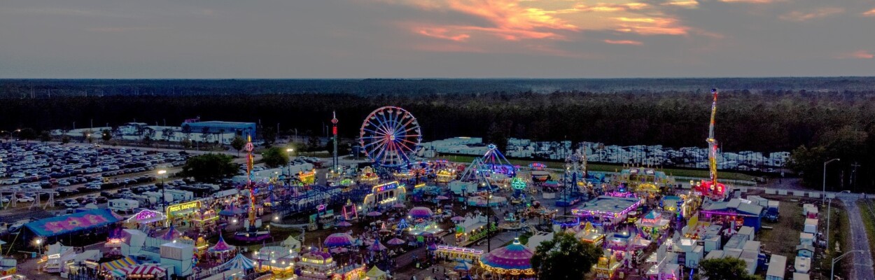 The sun sets over the Clay County Agricultural Fair. | Clay County Agricultural Fair