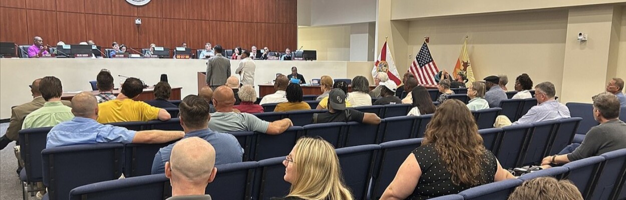 Residents attended a meeting of the Jacksonville Planning Commission on Thursday, April 18, 2024. Many protested plans for an animal processing plant. | J. Brooks Terry, Jacksonville Daily Record