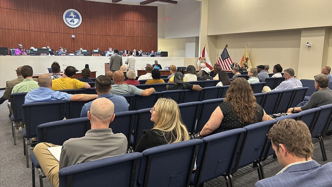 Residents attended a meeting of the Jacksonville Planning Commission on Thursday, April 18, 2024. Many protested plans for an animal processing plant. | J. Brooks Terry, Jacksonville Daily Record