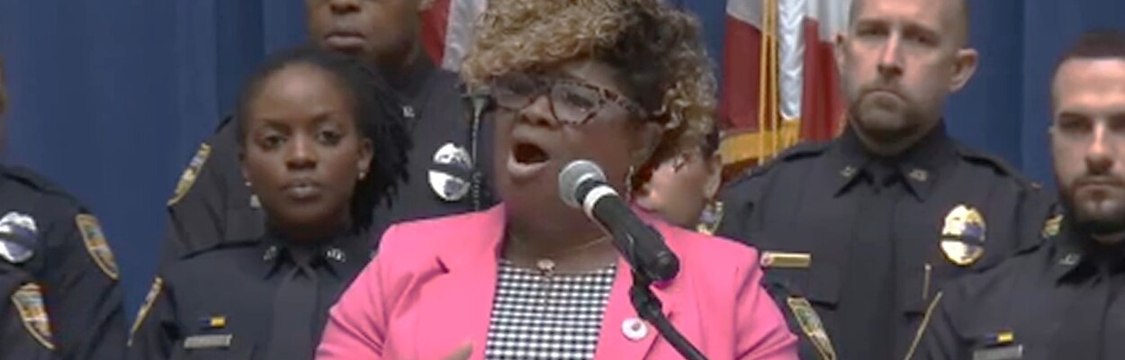 Rose DeVoe speaks at Monday's Victims’ Rights Week kickoff at City Hall, remembering the unsolved murder of her son, Gabriel John DeVoe, in 2022. | News4Jax